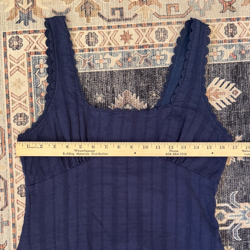 Princess Polly Dasha Mini Dress Navy Blue Lace Trim 100% Cotton Size 10 - Picture 12 of 14